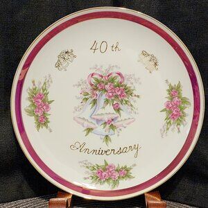 40th Wedding Anniversary Decorative Gift Plate - VTG